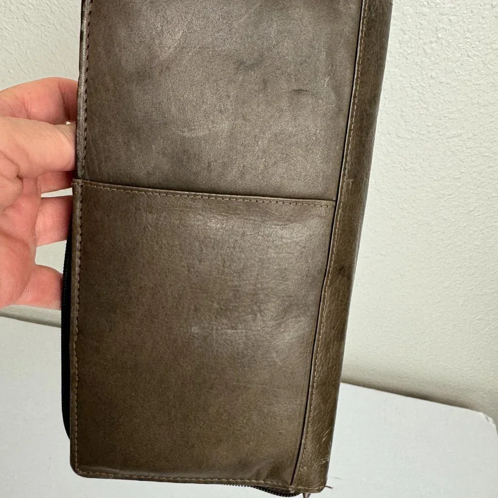 Large Genuine Leather Wallet Travel Passport Cards ID
